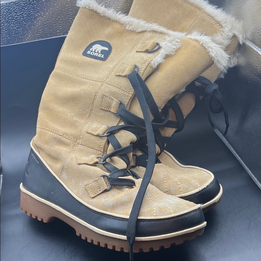Sorel Tivoli HIgh II Women Size 8.5 Tall Tan Curry Suede Insulated WP Snow Boots